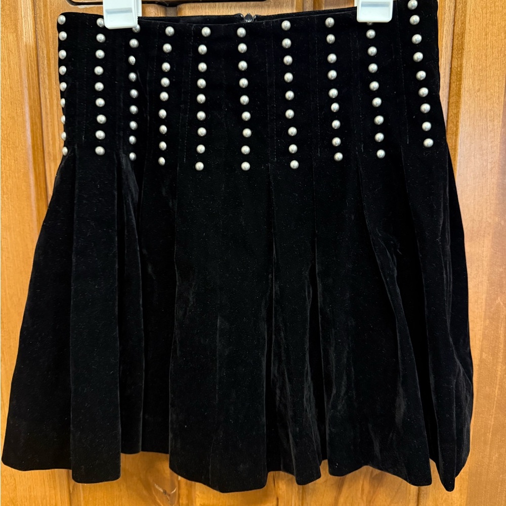 Saint Laurent Black Mini Skirt with Pearl